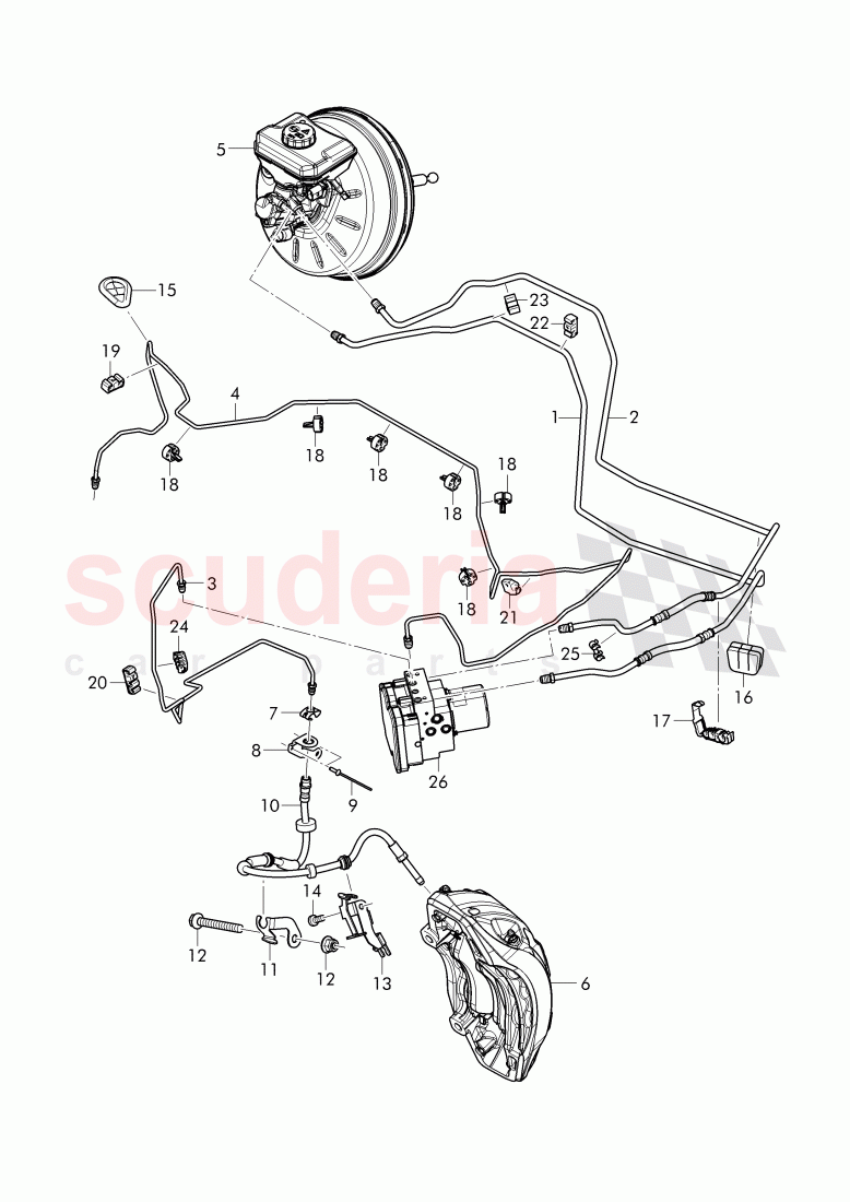 brake line, brake hose, holder for brake line of Bentley Bentley Bentayga (2015-2020)