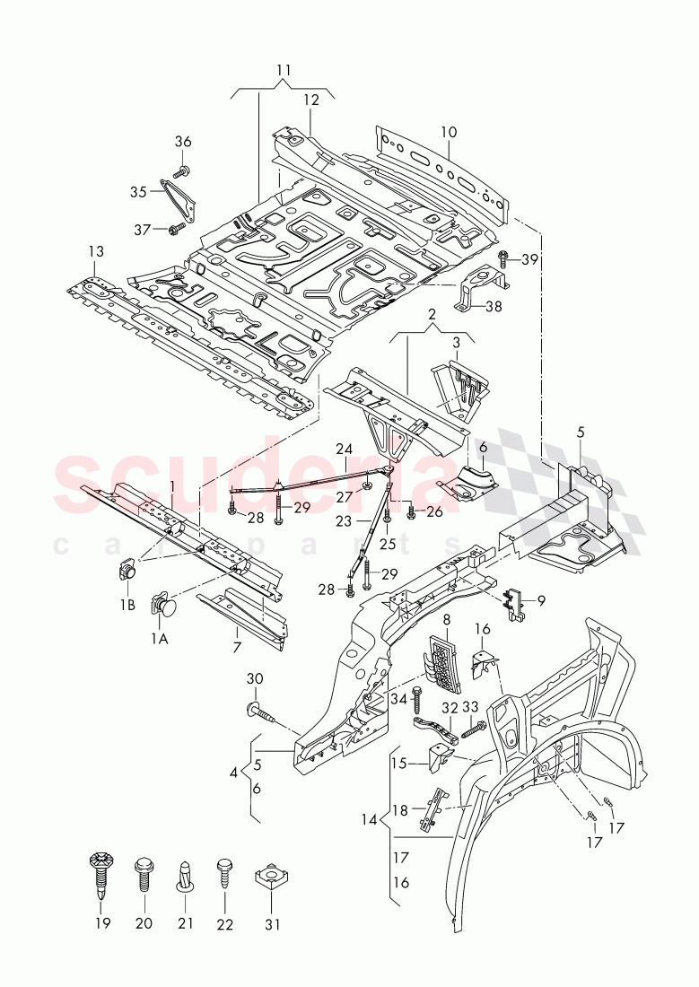 side member, wheel housing, floor pan of Bentley Bentley Bentayga (2015-2020)
