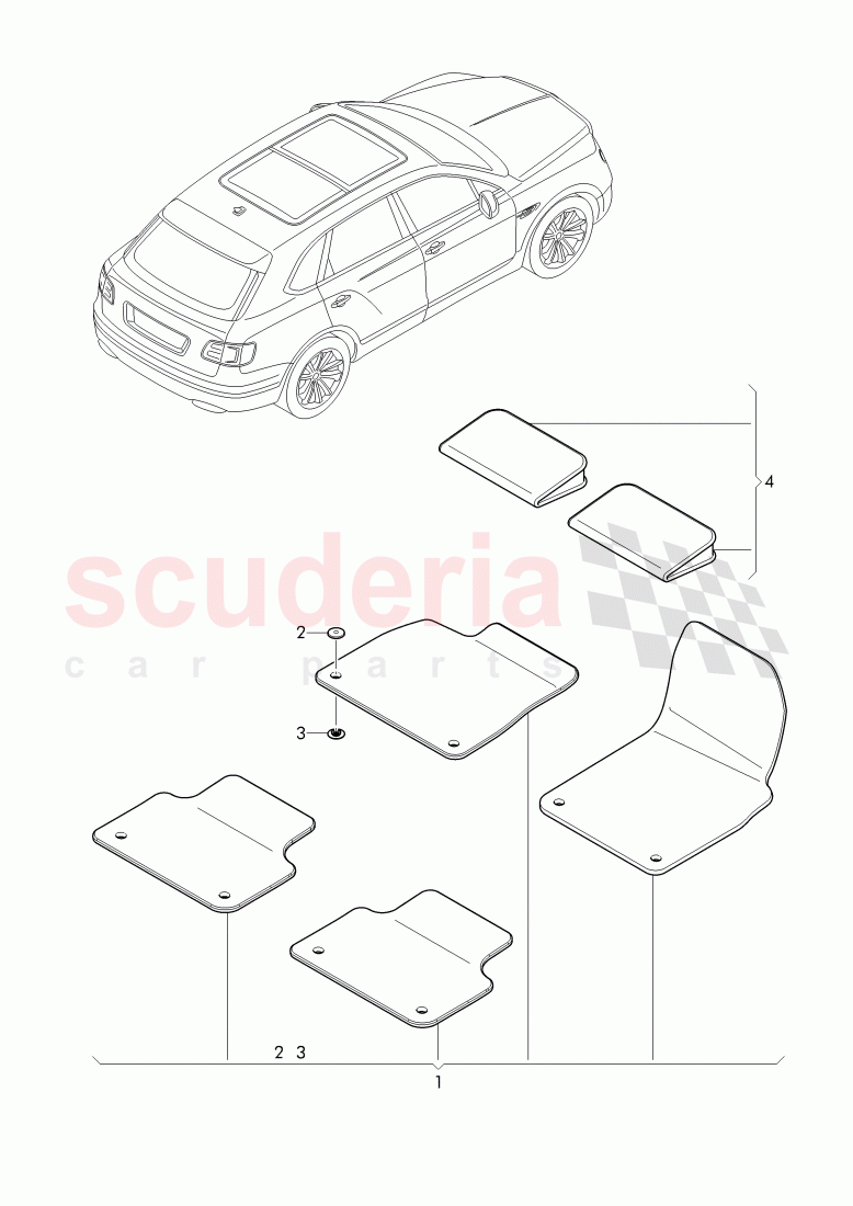 Original Accessories, floor mat, foot support of Bentley Bentley Bentayga (2015-2020)