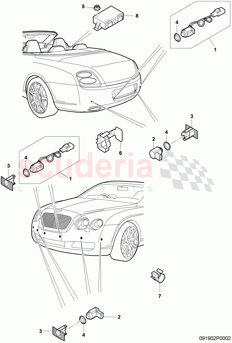 parking assist, F 3W-7-039 828>> 3W-8-059 516 of Bentley Bentley Continental GTC (2006-2010)