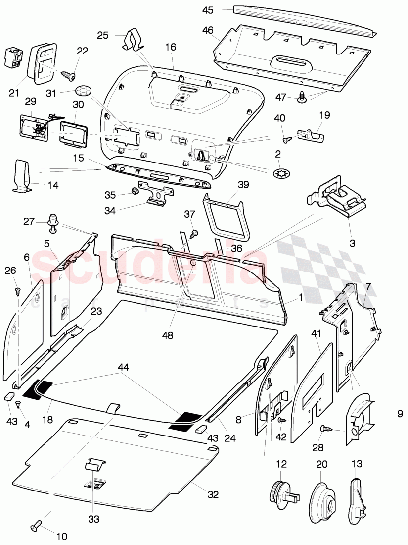 trunk linings, D - MJ 2009>> - MJ 2011 of Bentley Bentley Continental Flying Spur (2006-2012)