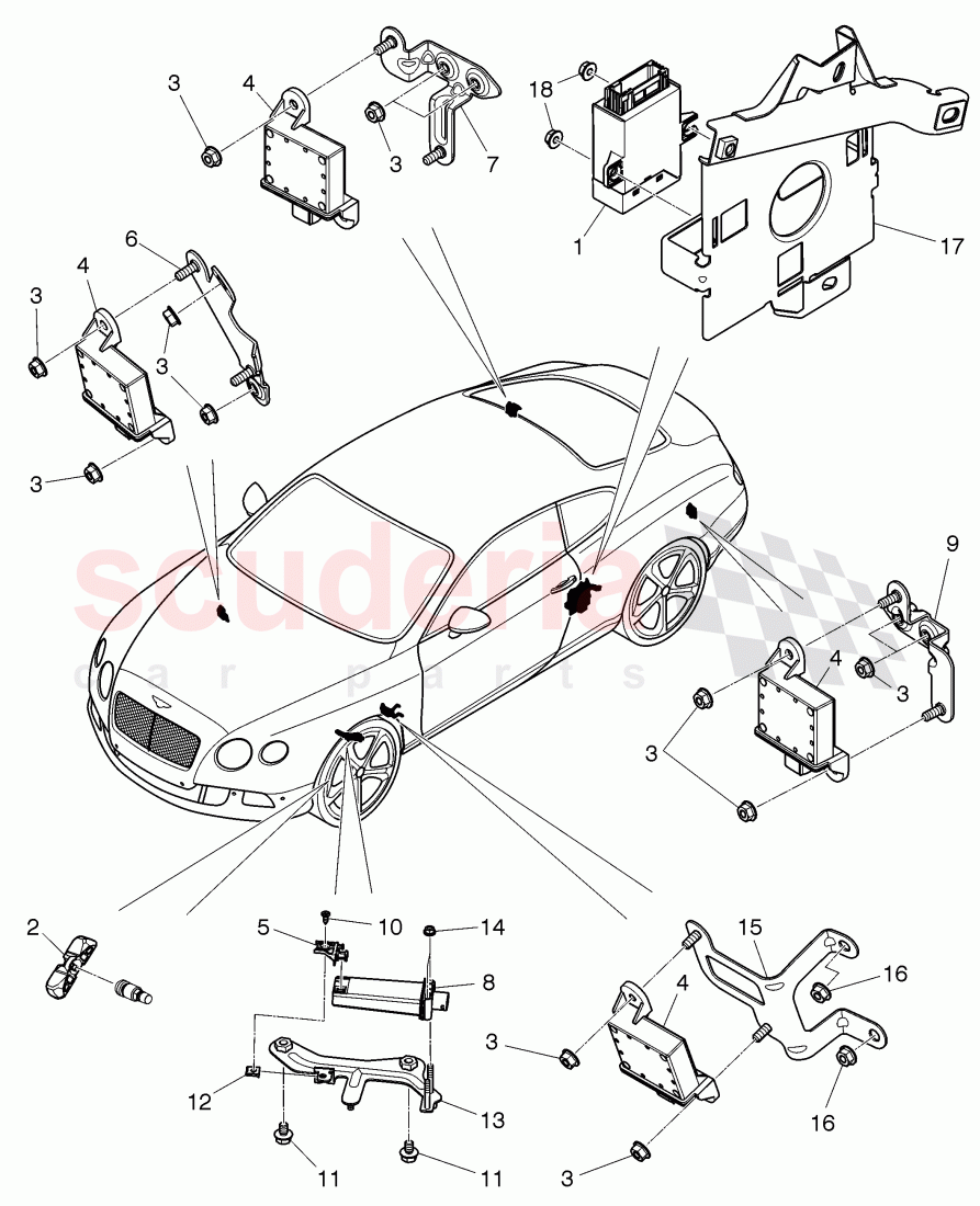 Tire pressure control system, F >> 3W-D-082 508, F >> ZA-D-082 508 of Bentley Bentley Continental GT (2011-2018)