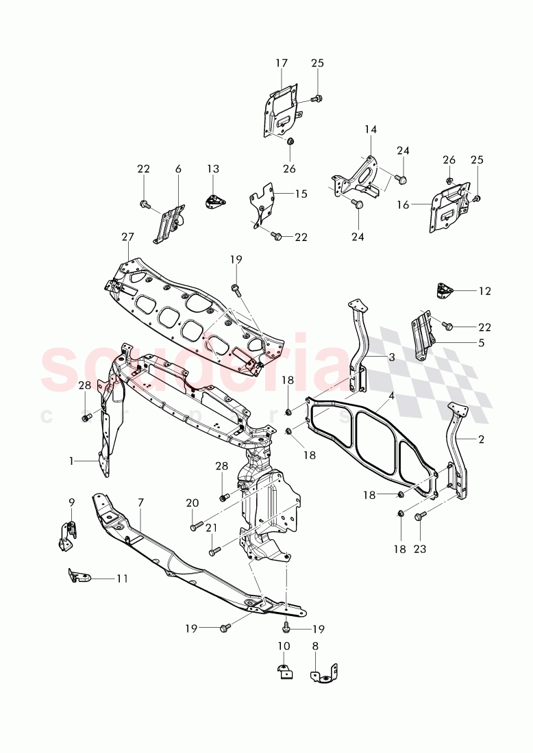 Front end section, repair plate -, cross member, push-on type of Bentley Bentley Continental Supersports (2017+)