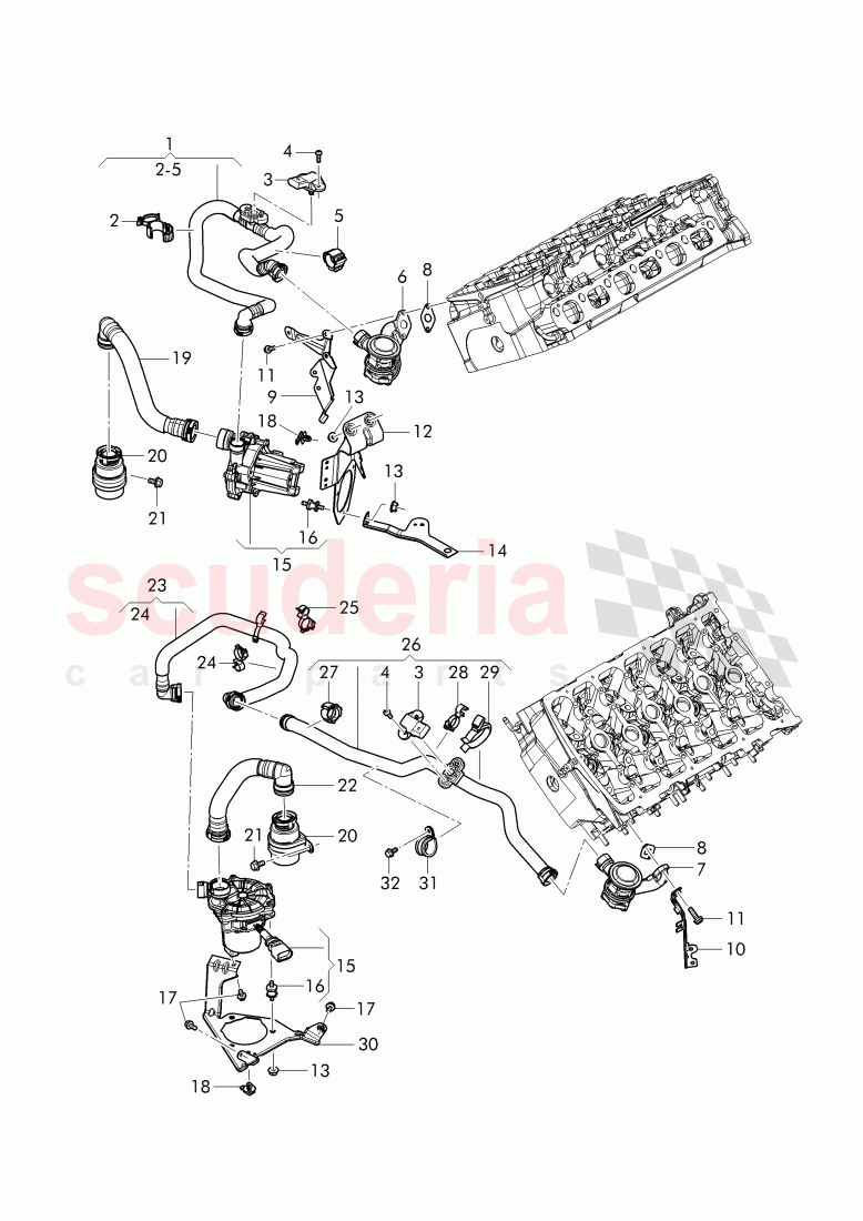 secondary air pump, secondary air control valve, pipes and hoses for purge system of Bentley Bentley Continental Flying Spur (2013+)