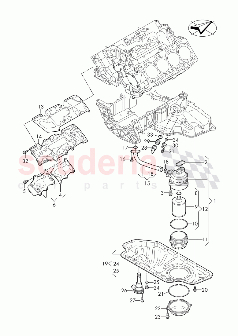 oil filter with flange and oil cooler of Bentley Bentley Bentayga (2015-2020)