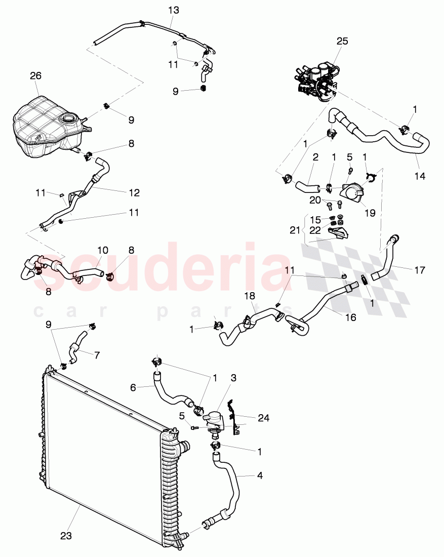 Coolant hoses and pipes, Engine bay, F >> 3W-7-051 258 of Bentley Bentley Continental GTC (2006-2010)