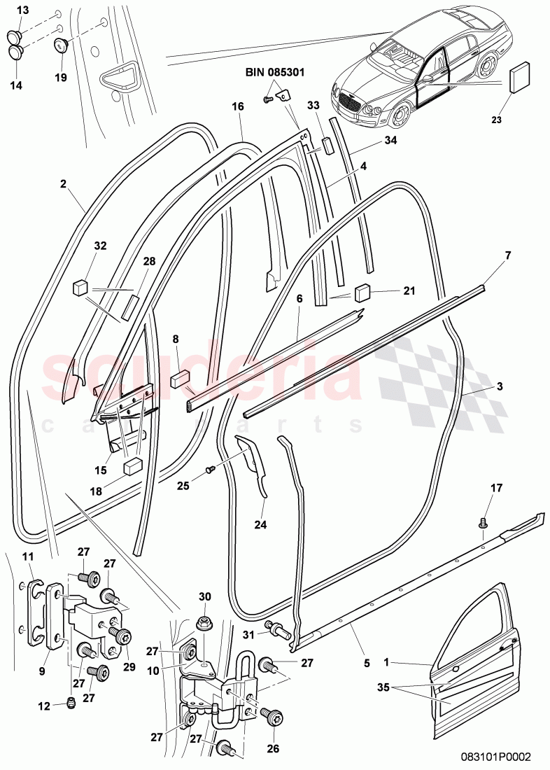 door, door hinge, door seal of Bentley Bentley Continental Flying Spur (2006-2012)
