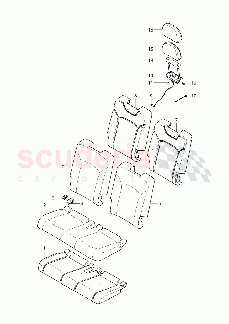 Seat and backrest padding, head upholstery with cover, (3rd seat row), D - MJ 2018>> of Bentley Bentley Bentayga (2015-2020)
