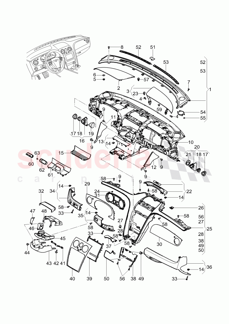 cover and trim, for dashboard, dashboard installation parts of Bentley Bentley Continental Supersports Convertible (2017+)