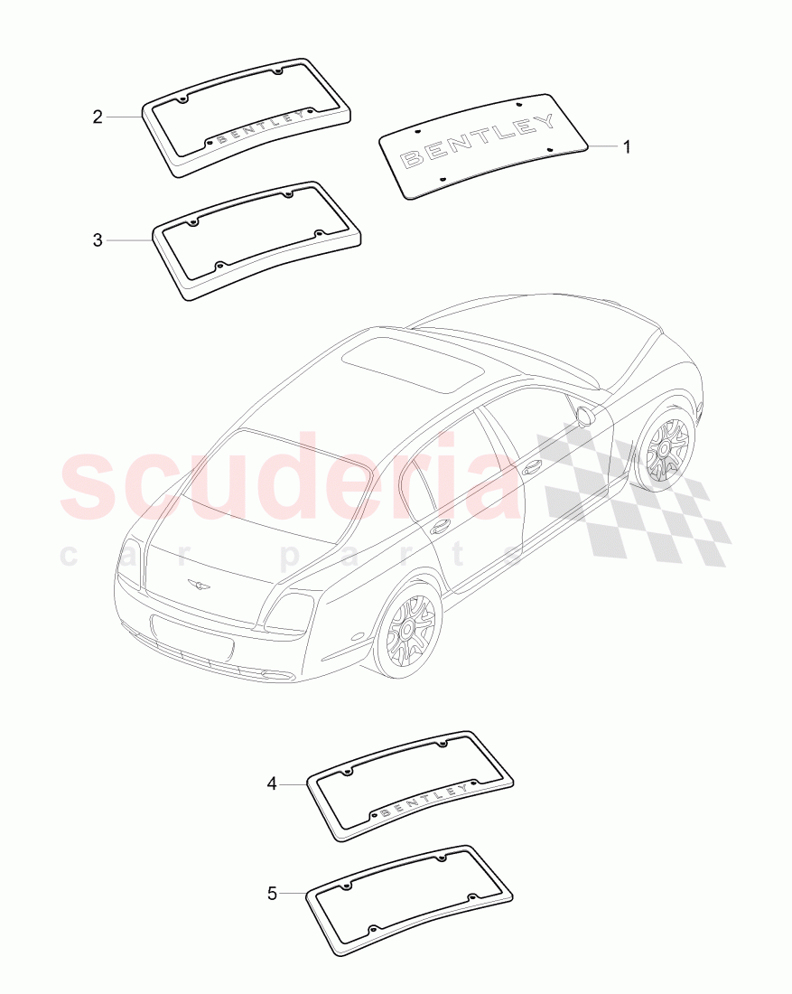 Original Accessories, license plate bracket of Bentley Bentley Continental Flying Spur (2006-2012)