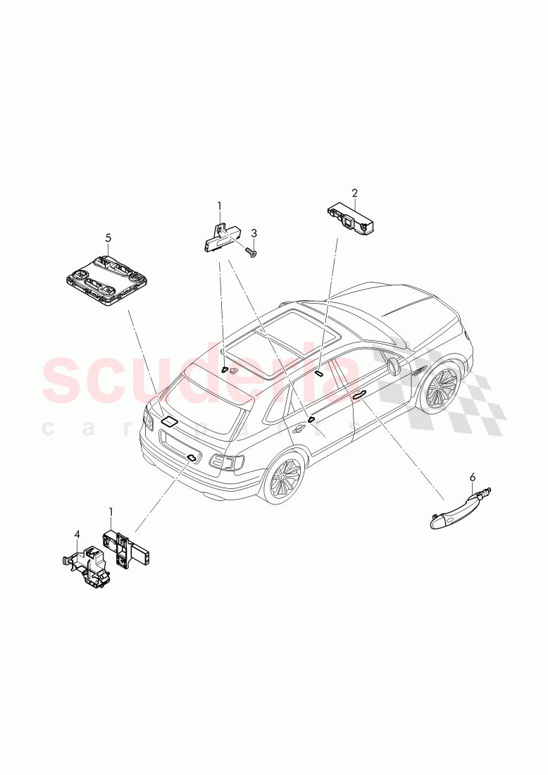 Aerial for access and start authorisation (KESSY) of Bentley Bentley Bentayga (2015-2020)