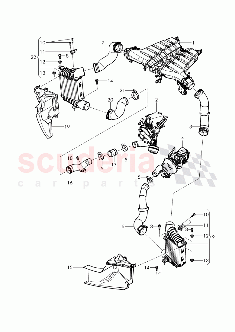charge air cooler, air duct for charge, air cooler of Bentley Bentley Continental Supersports (2017+)