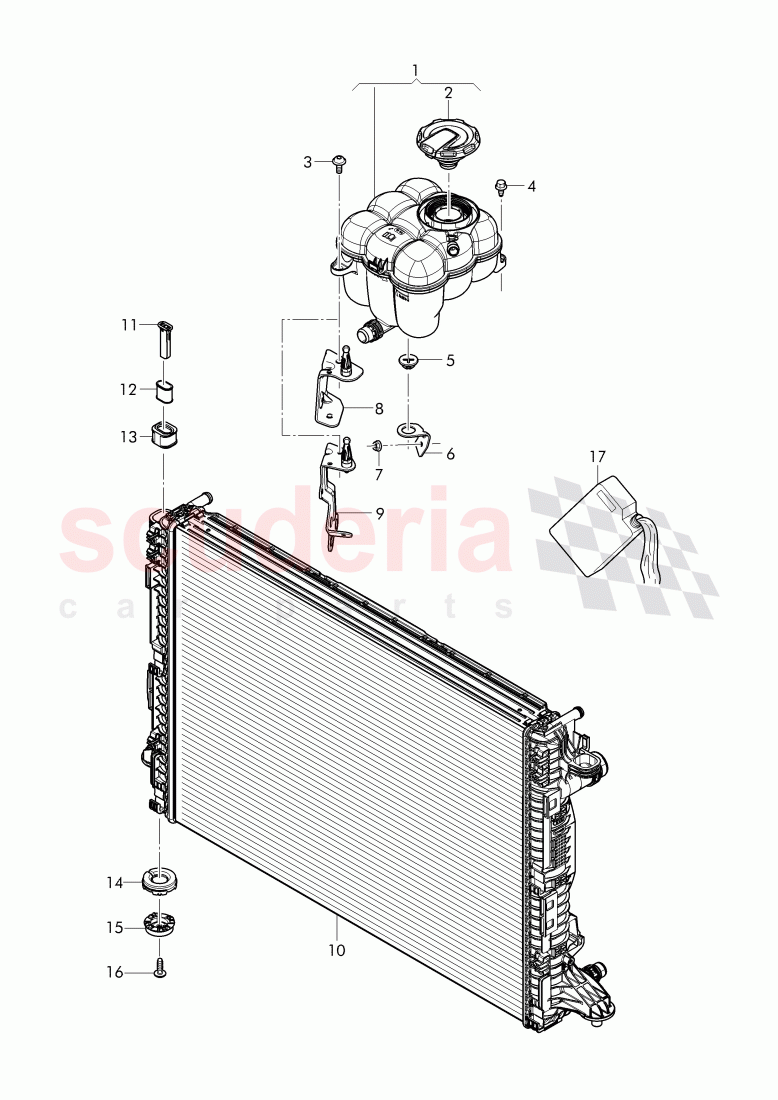 Coolant radiator, reservoir with attachment, parts of Bentley Bentley Bentayga (2015-2020)