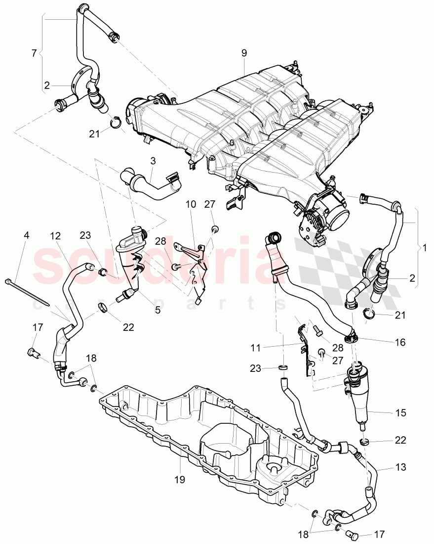 breather assy., crankcase of Bentley Bentley Continental Flying Spur (2006-2012)