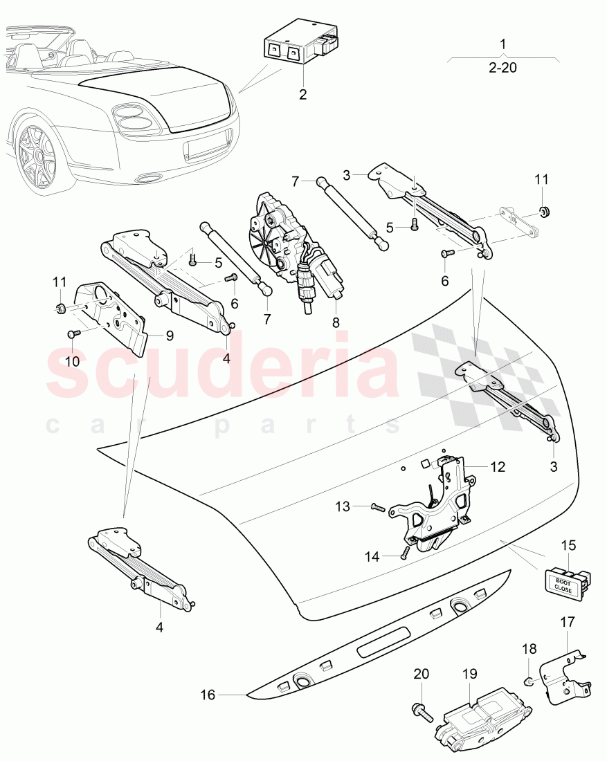 Original Accessories, Mechanism for boot, lid operation of Bentley Bentley Continental Supersports (2009-2011)