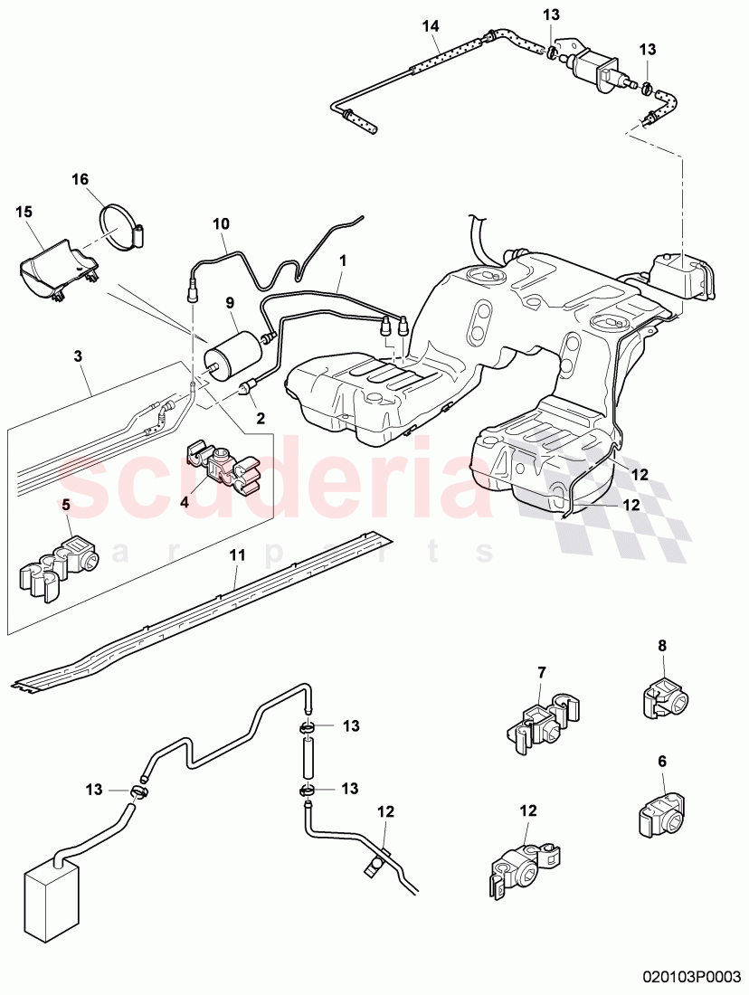 fuel line with breather and vacuum, pipe, fuel line, fuel filter of Bentley Bentley Continental GT (2003-2010)