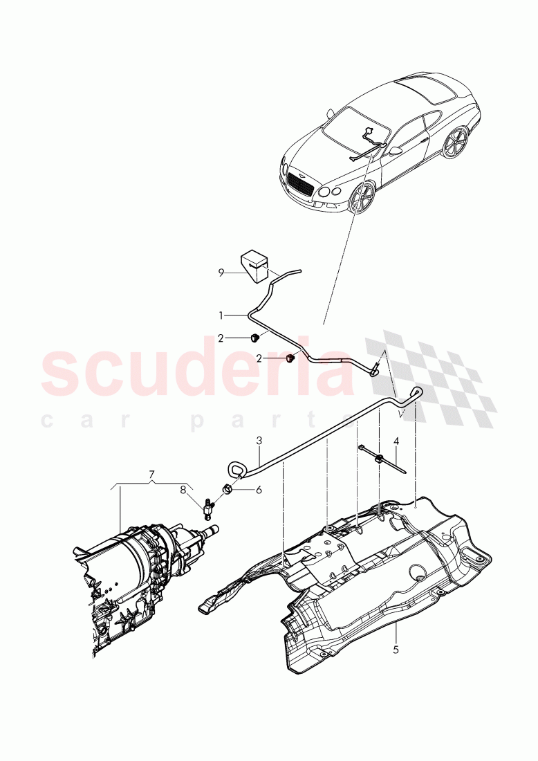 Breather line, for 8-speed automatic gearbox of Bentley Bentley Continental Supersports (2017+)