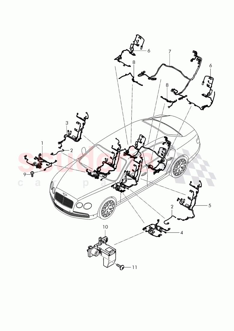 Additional Wiring Harnesses, seats in cab, D - MJ 2017>> of Bentley Bentley Continental Flying Spur (2013+)