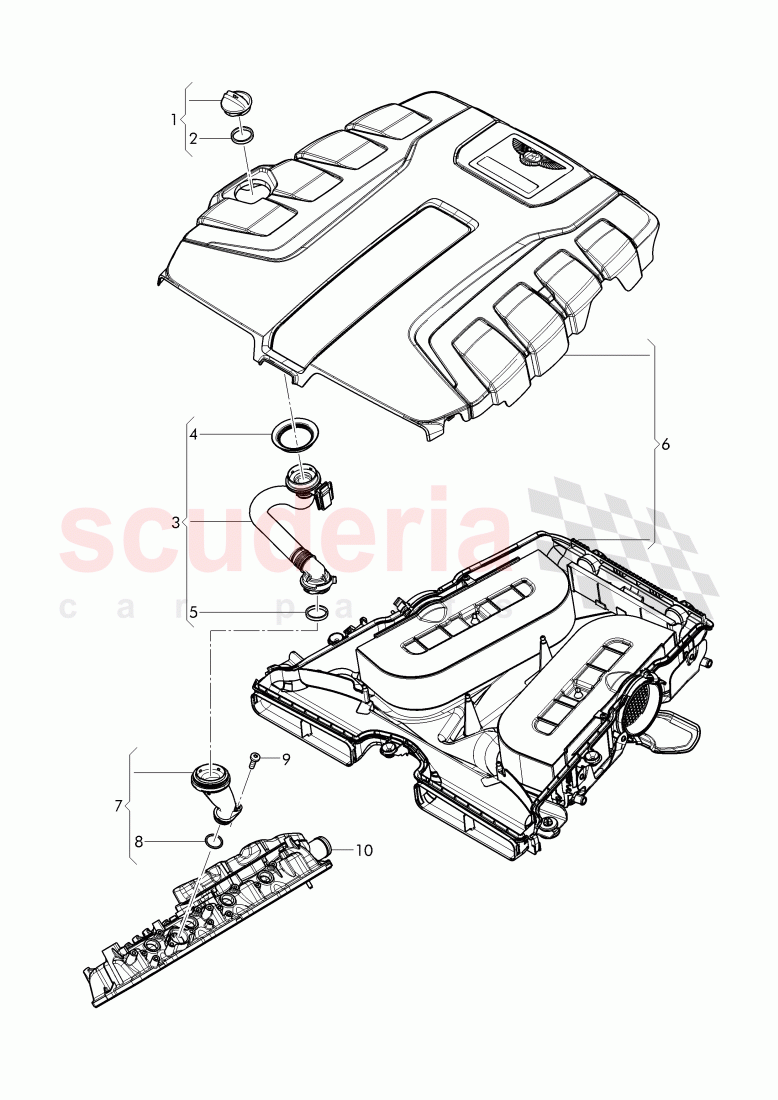 cap, oil filler tube, Adapter for oil filling of Bentley Bentley Bentayga (2015-2020)