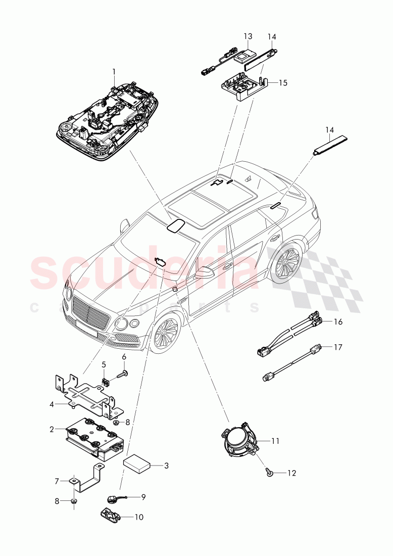 Control unit for emerg. call, module and communications unit of Bentley Bentley Bentayga (2015-2020)