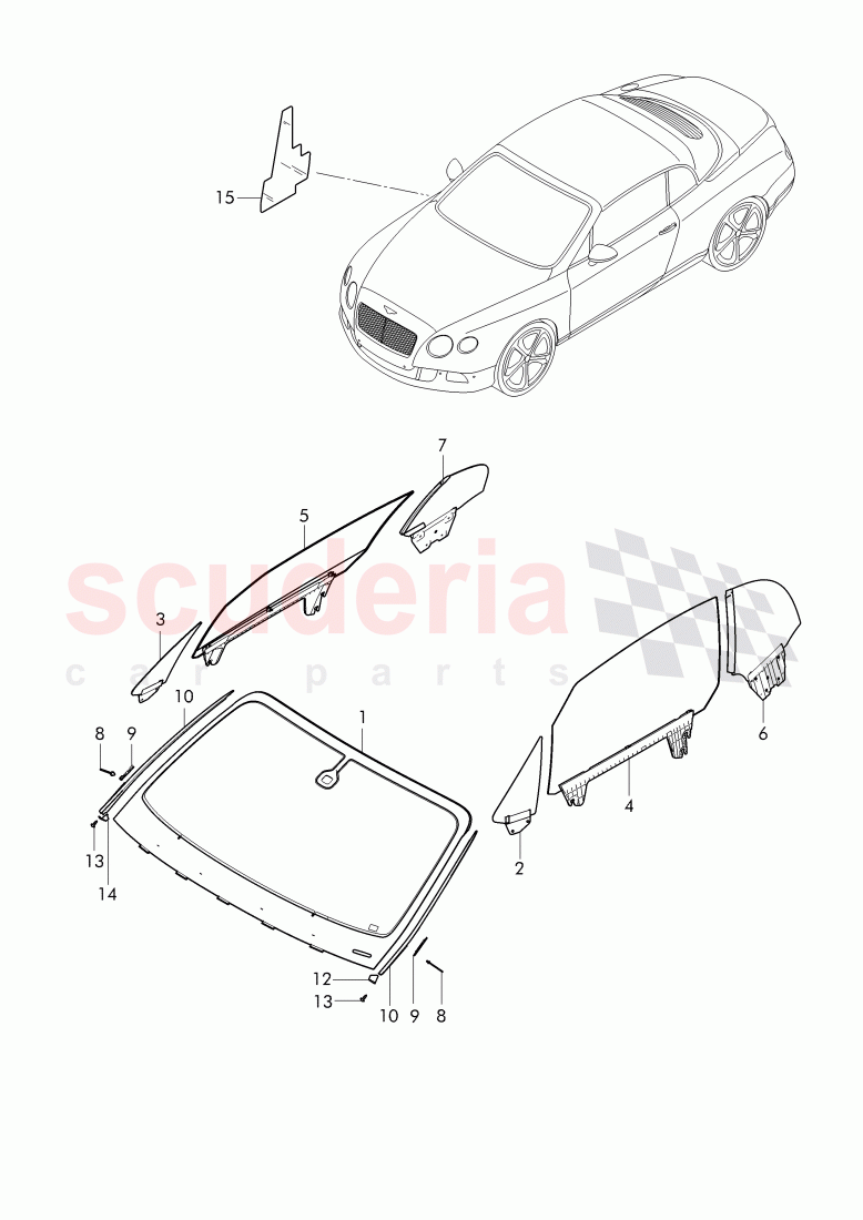 windshield glass of Bentley Bentley Continental Supersports Convertible (2017+)