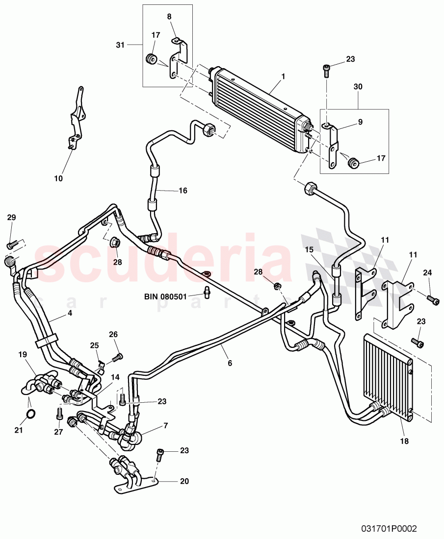 oil pressure line for gear oil cooling, Gear oil cooler, F >> 3W-7-041 092 of Bentley Bentley Continental GTC (2006-2010)