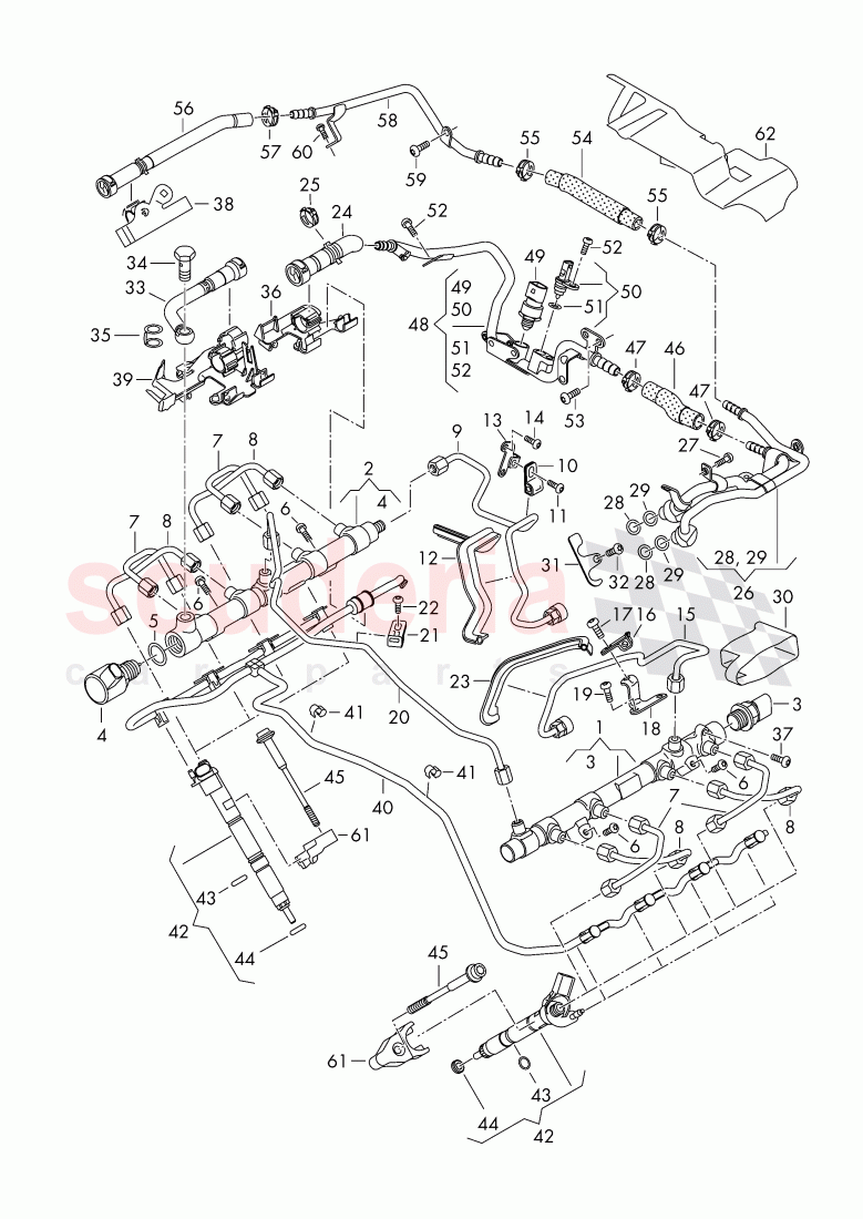 fuel rail, injection unit, pressure pipes of Bentley Bentley Bentayga (2015-2020)