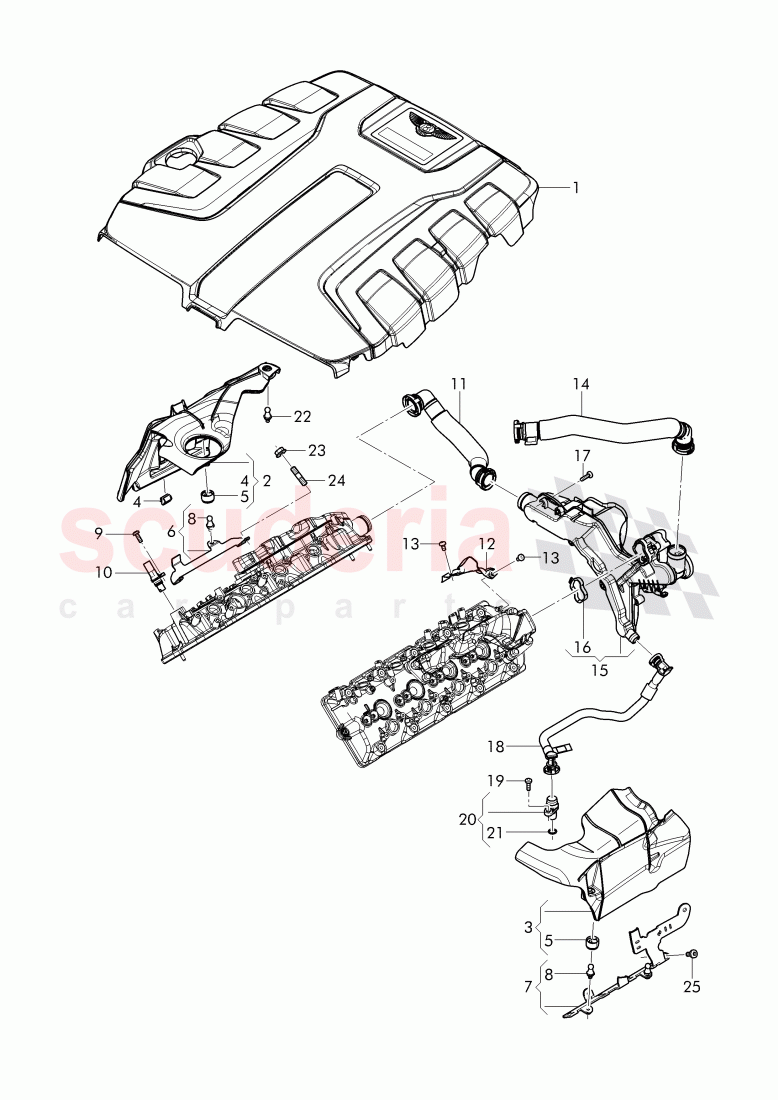 Crankcase breather, cover for intake manifold, engine cover plate of Bentley Bentley Bentayga (2015-2020)