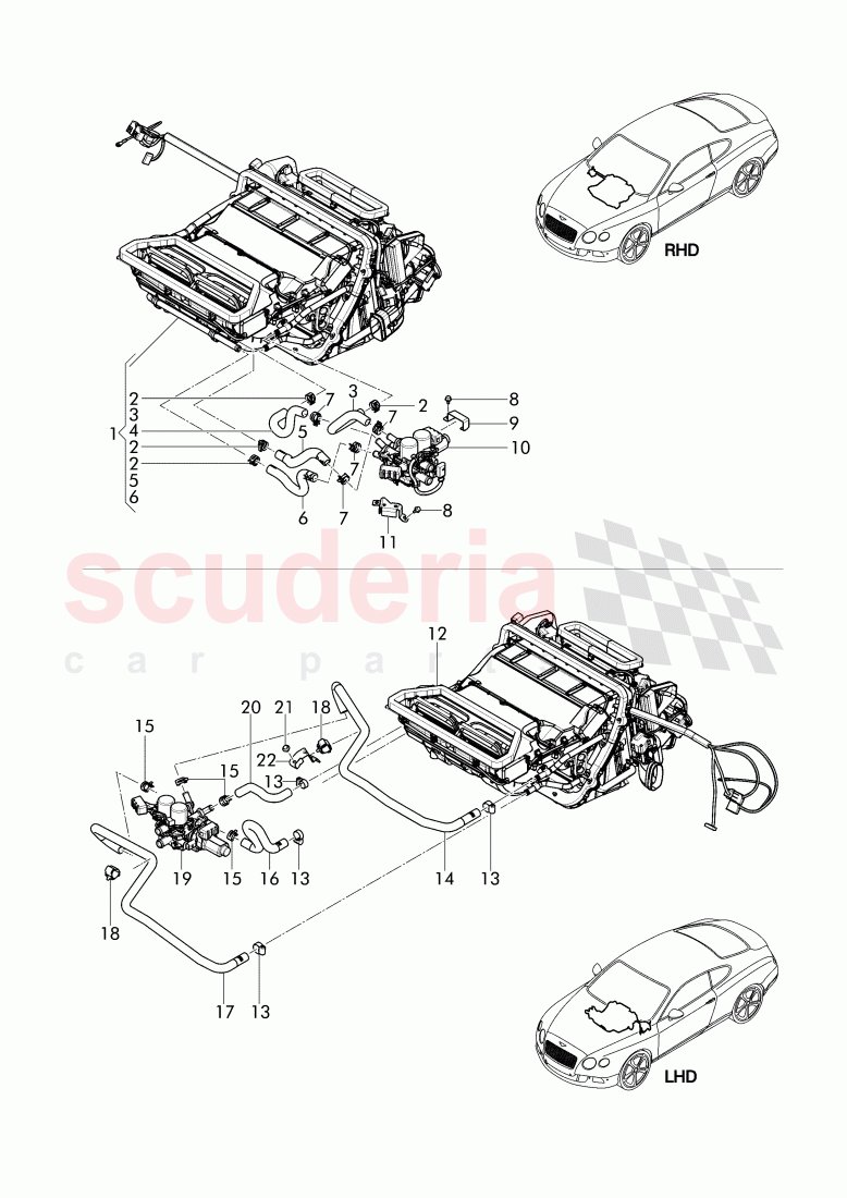 heater valve, Coolant hoses for heater of Bentley Bentley Continental Supersports (2017+)