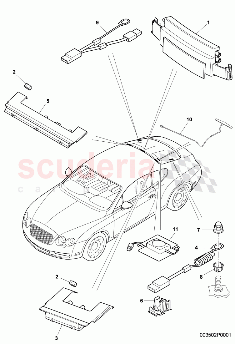 Aerial module, Infotainment system of Bentley Bentley Continental GT (2003-2010)