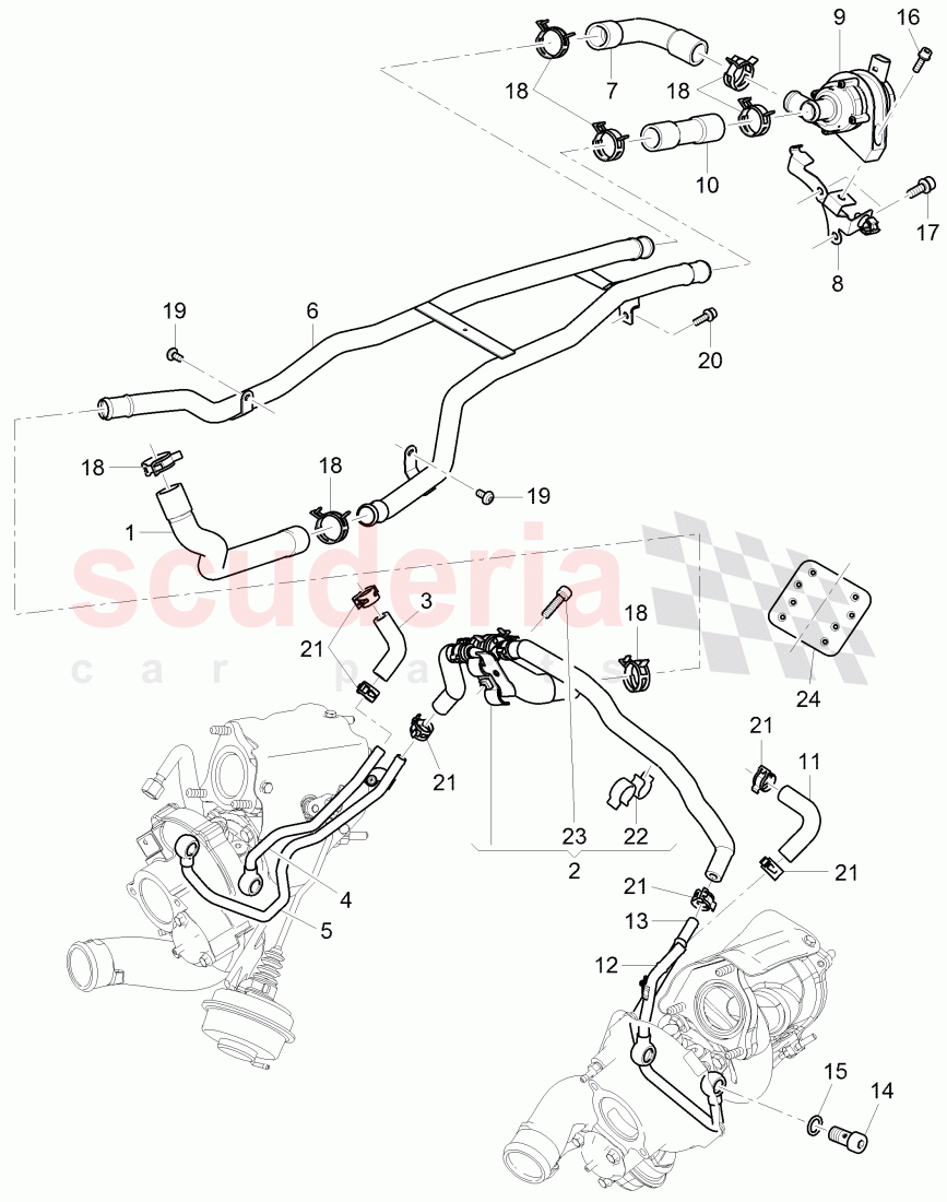 water cooling for turbocharger, D >> - MJ 2005 of Bentley Bentley Continental GT (2003-2010)
