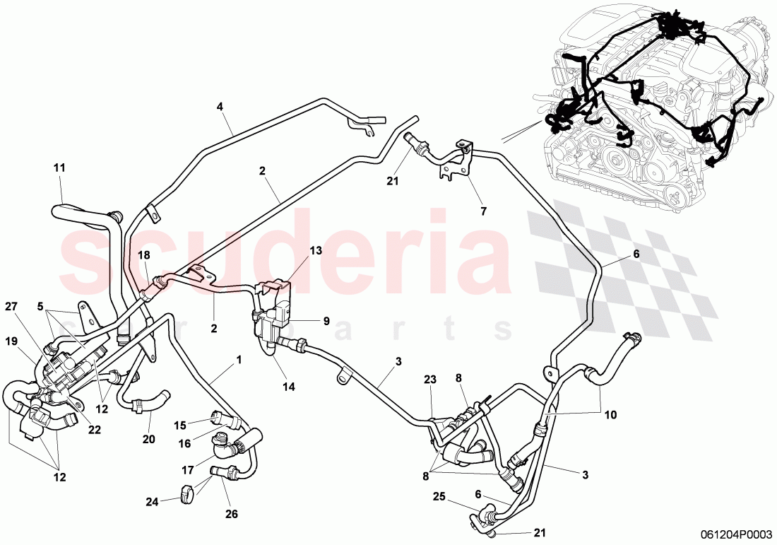 vacuum system, (For turbocharger), F >> 3W-7-041 017 of Bentley Bentley Continental GTC (2006-2010)