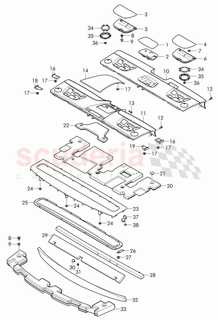 parcel shelf, rear of Bentley Bentley Continental Flying Spur (2013+)