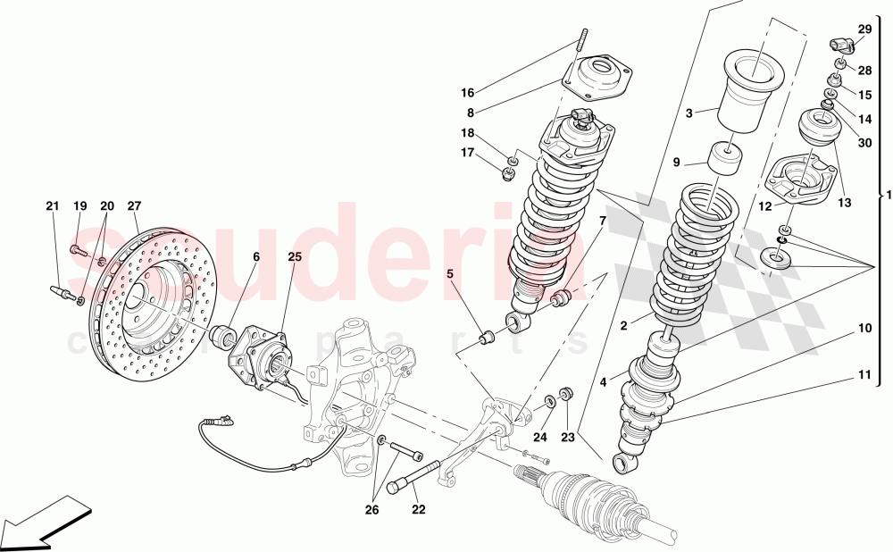 REAR SUSPENSION - SHOCK ABSORBER AND BRAKE DISC of Ferrari Ferrari 599 SA Aperta