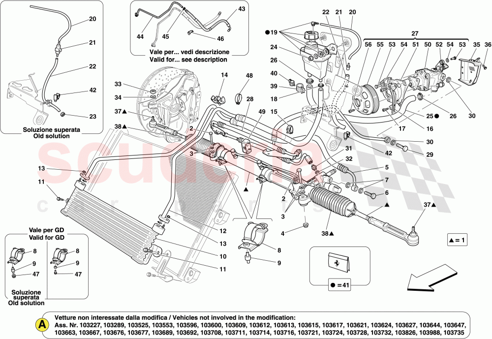 STEERING BOX AND POWER STEERING PUMP of Ferrari Ferrari California (2012-2014)