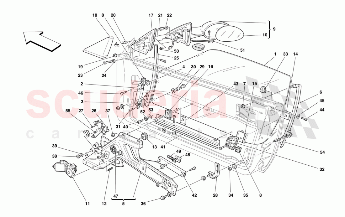 DOORS - POWER WINDOW AND REARVIEW MIRROR of Ferrari Ferrari 550 Barchetta