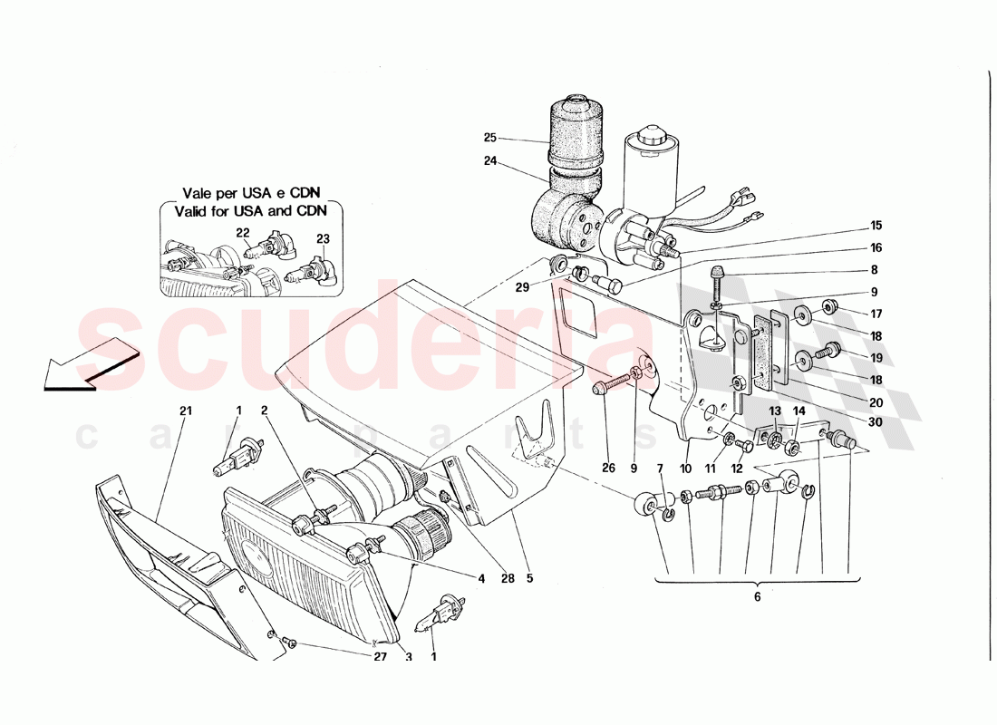 Lights Lifting Device and HeadLights of Ferrari Ferrari 348 TS (1993)