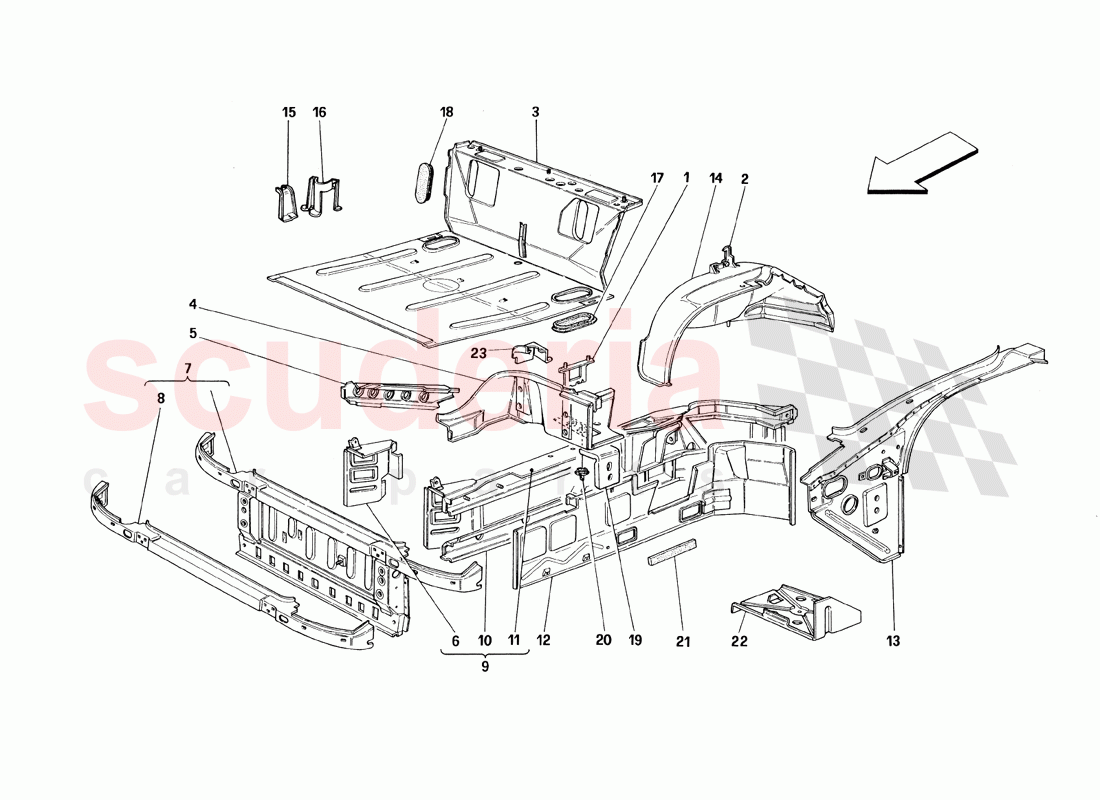 Front Part Structures of Ferrari Ferrari 348 TS (1993)