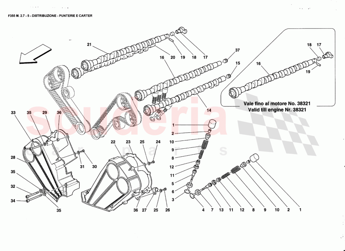 TIMING - TAPPETS ANO SHIELDS of Ferrari Ferrari 355 (2.7 Motronic)