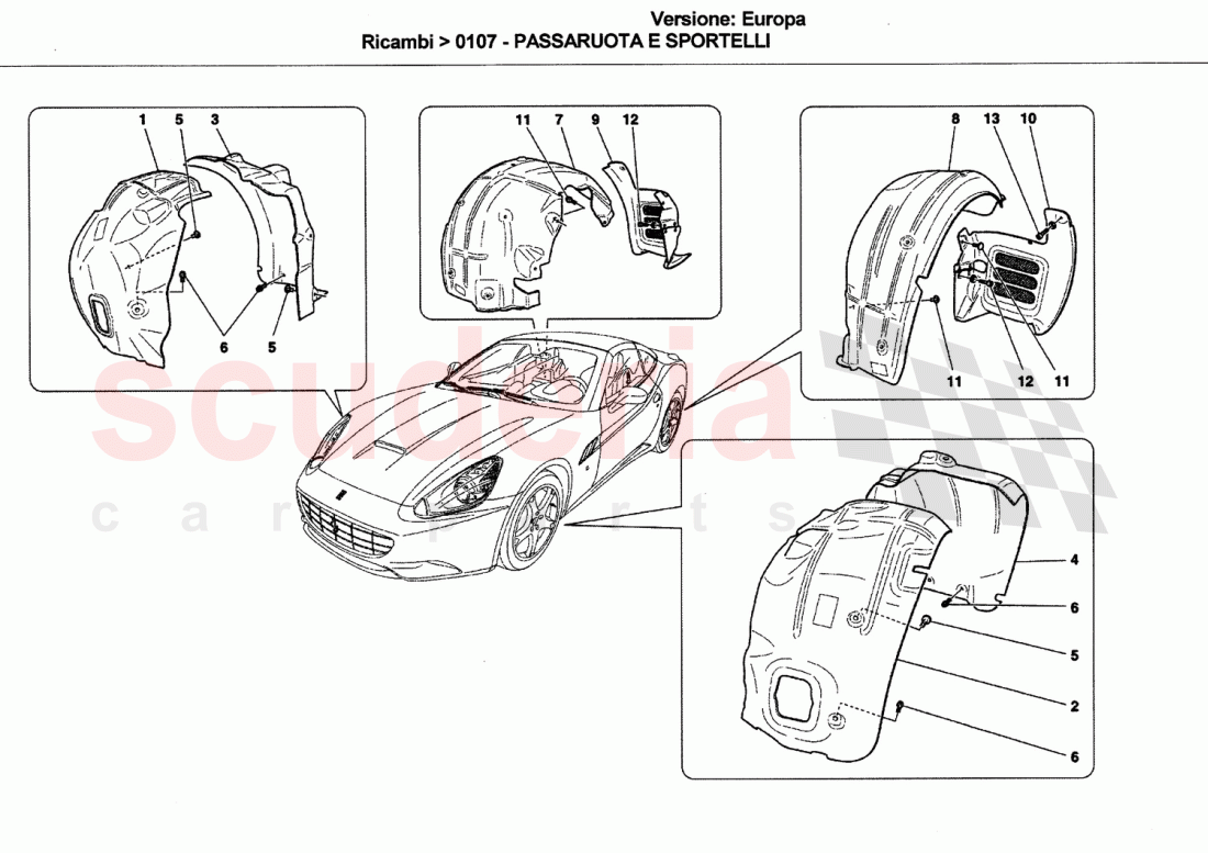 WHEELHOUSE AND LIDS of Ferrari Ferrari California (2008-2011)