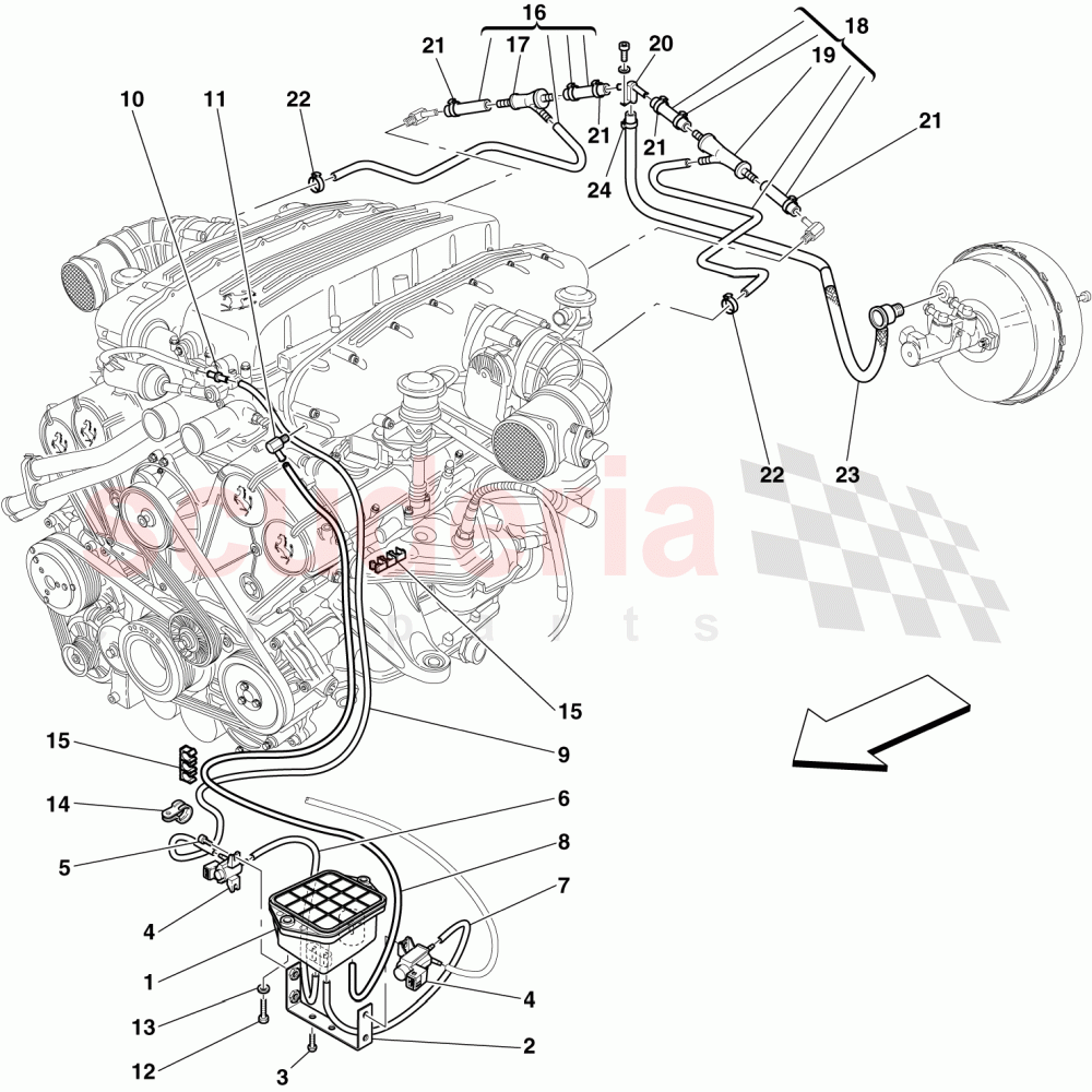 PNEUMATIC ACTUATOR SYSTEM of Ferrari Ferrari 612 Scaglietti