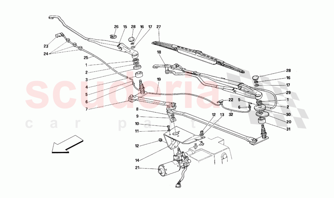 WINDSHIELD WIPER AND CONTROLS of Ferrari Ferrari 348 (2.7 Motronic)