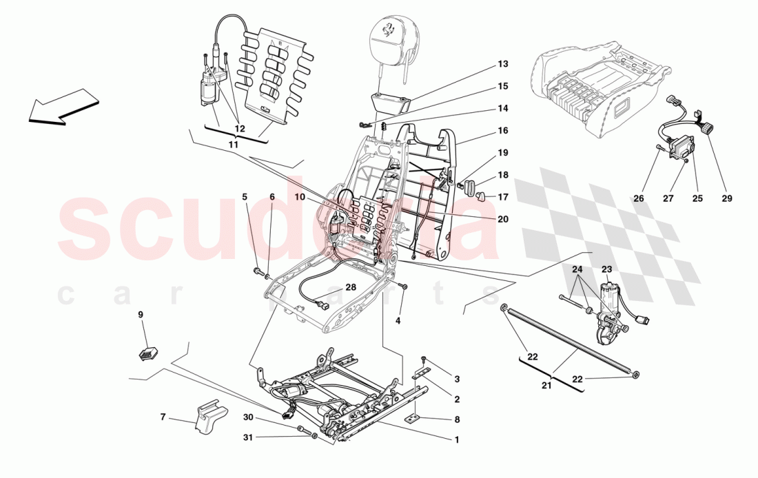 ELECTRICAL SEAT - GUIDE AND MOVEMENT of Ferrari Ferrari 360 Spider