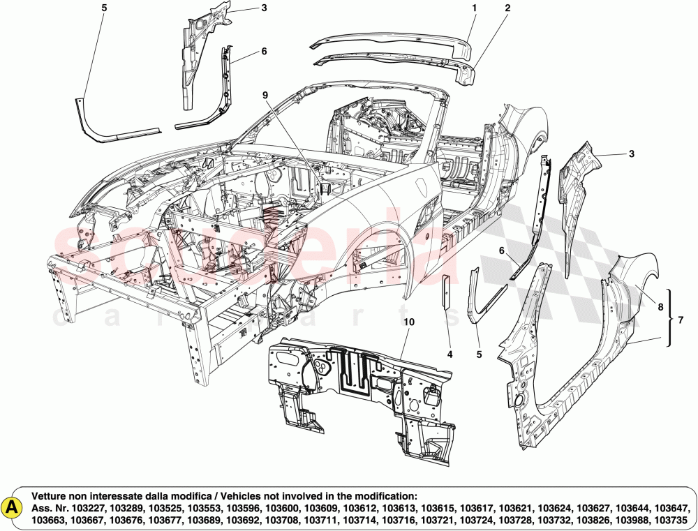 CENTRE BODYSHELL AND EXTERNAL TRIM -Applicable from Ass.ly No. 103179  - of Ferrari Ferrari California (2012-2014)