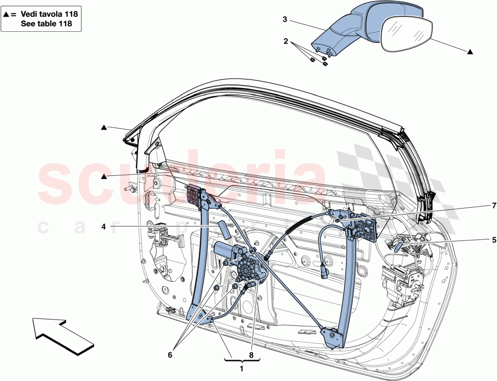 DOORS - POWER WINDOW AND REAR VIEW MIRROR of Ferrari Ferrari 458 Speciale Aperta