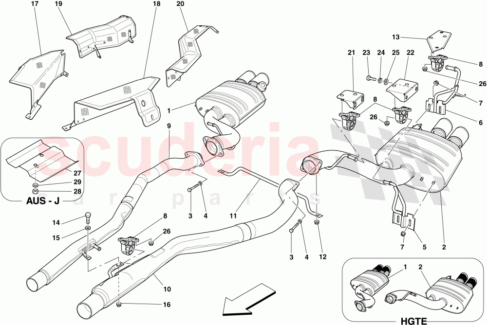 REAR EXHAUST SYSTEM of Ferrari Ferrari 599 GTB Fiorano