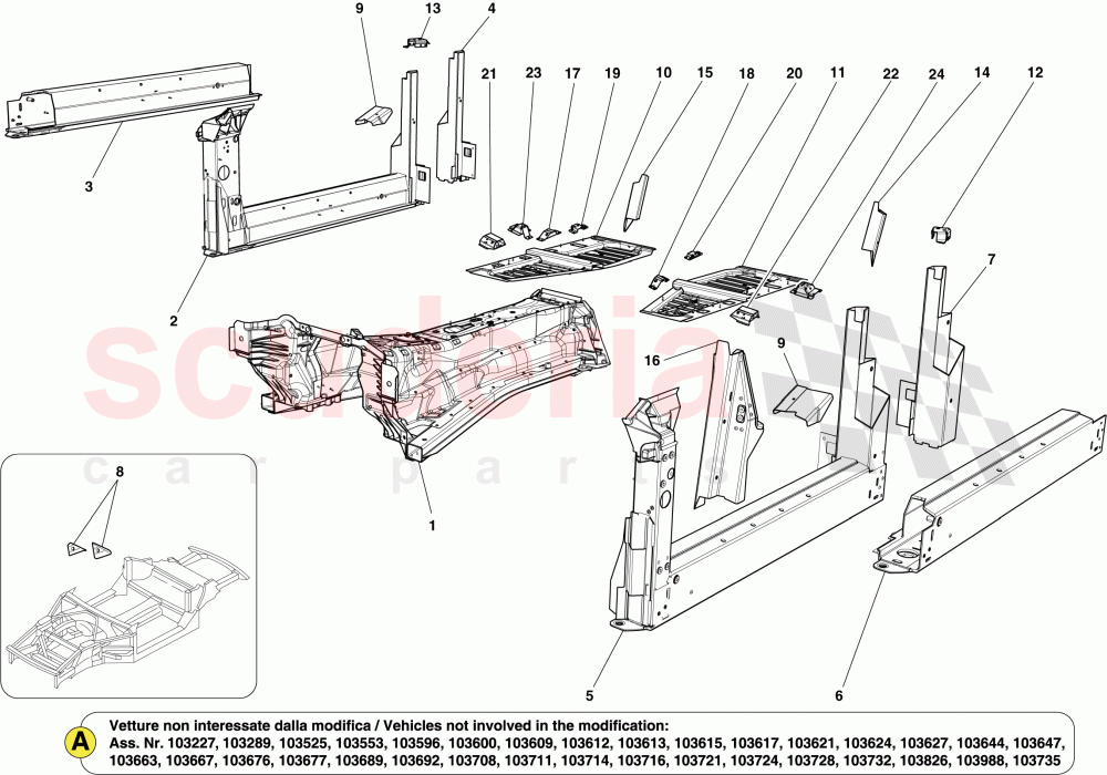 CENTRE STRUCTURES AND CHASSIS BOX SECTIONS -Applicable from Ass.ly No. 103179  - of Ferrari Ferrari California (2012-2014)