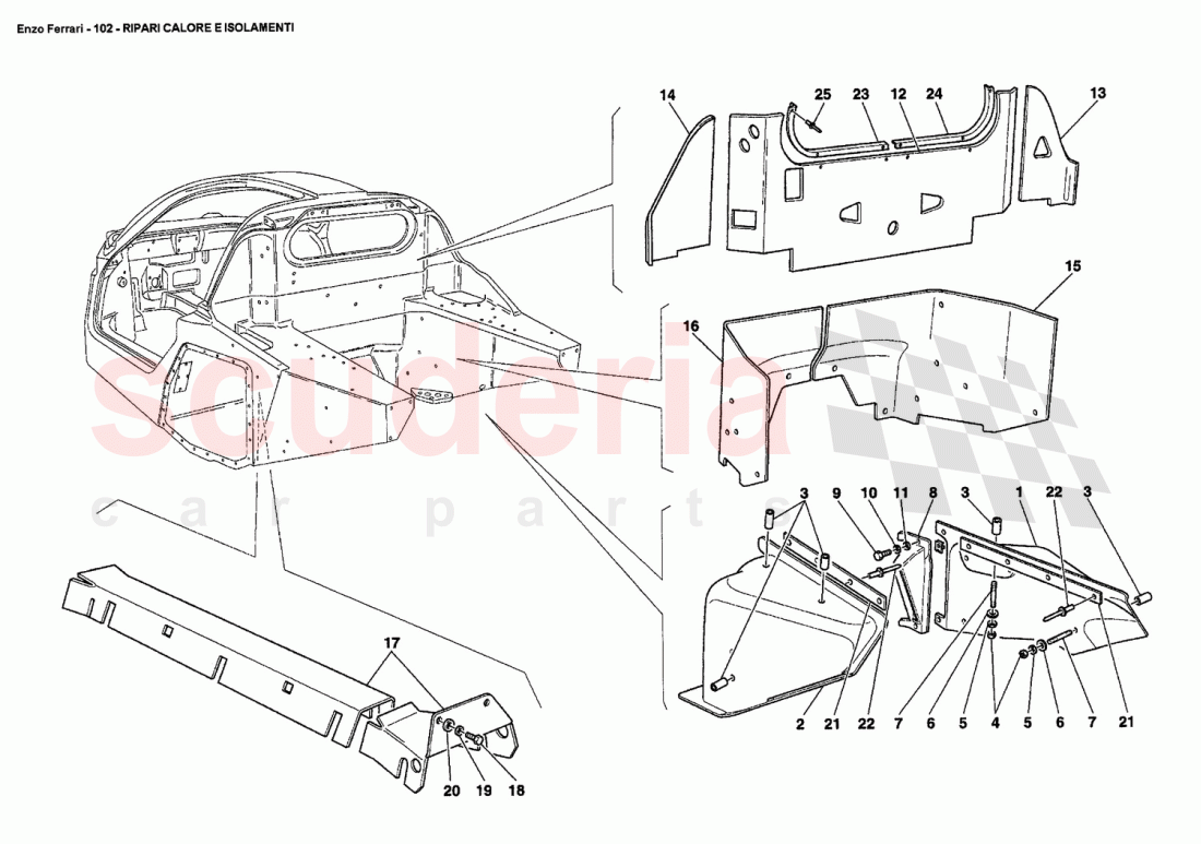 HEAT SHIELDS AND INSULATIONS of Ferrari Ferrari Enzo