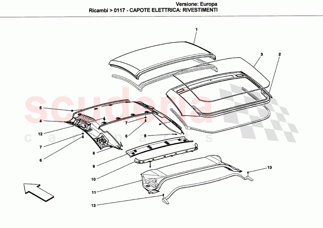 ELECTRICAL CAPOTE: LININGS of Ferrari Ferrari California (2008-2011)