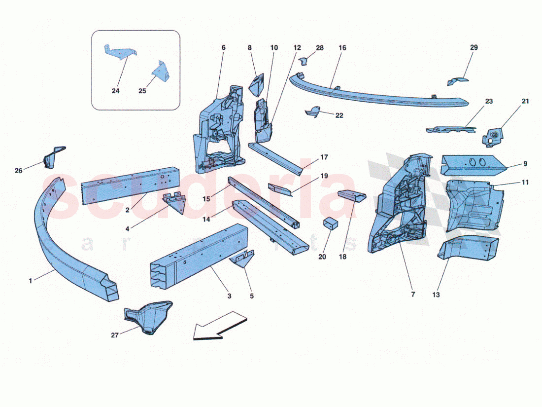 Structure Elements Front And Sheets of Ferrari Ferrari 458 Challenge